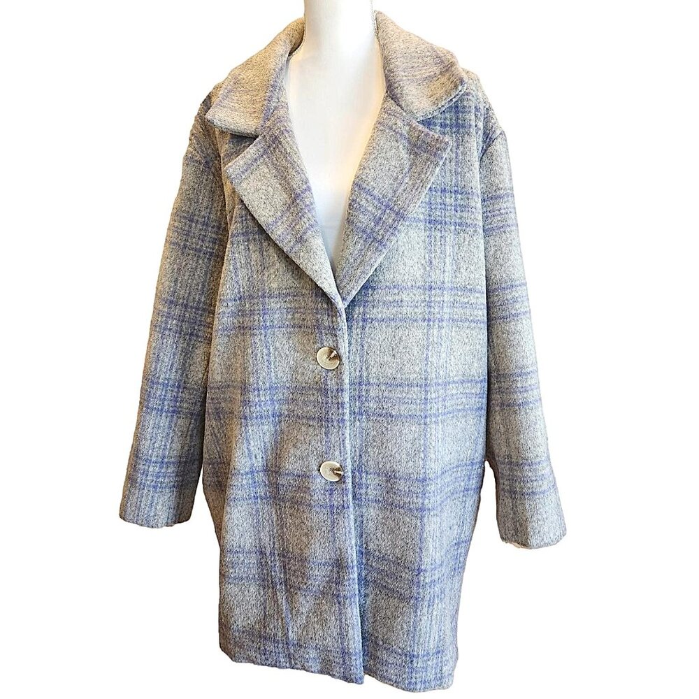 Sans Souci 15% Wool Mid-length Coat - Large - Lavender and Grey - Picture 2 of 5